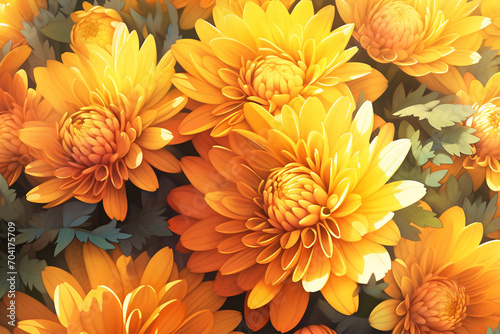 Autumn chrysanthemum illustration, traditional autumnal equinox plant, Double Ninth Festival concept illustration