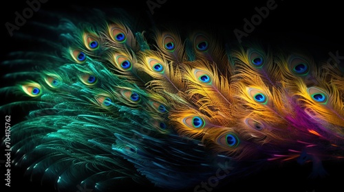 Abstract representation of a peacock with colorful feather photo