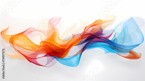 Abstract art in a chaotic dynamic pattern and vibrant colors on a minimalist white background