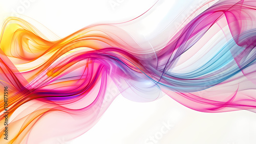 Abstract art with dynamic swirling lines in an energy wave pattern and vibrant colors on a minimalist white background
