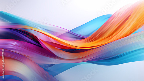 Abstract art with thick dynamic wavey lines in an energy wave pattern and vibrant colors on a minimalist white background