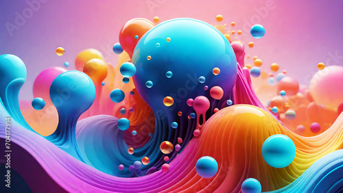 3d rendering of abstract background with colorful bubble liquid