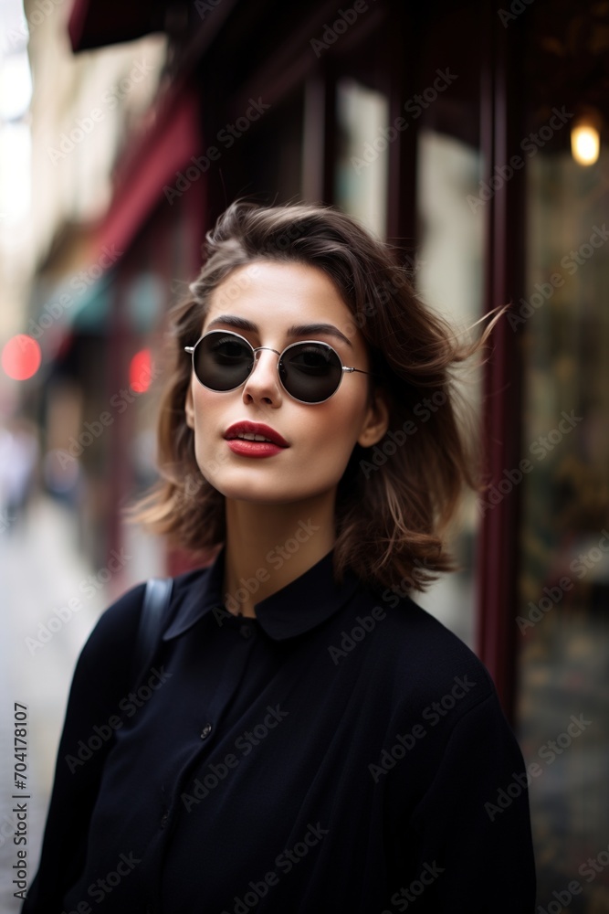 Portrait of a beautiful young woman in sunglasses Portrait of a beautiful young woman in sunglasses