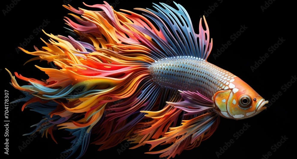 3D illustration of a colorful Siamese fighting fish