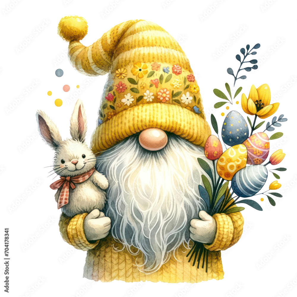 Cute Gnome Easter Day Clipart Illustration