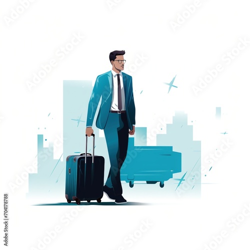 Businessman walking with luggage in airport