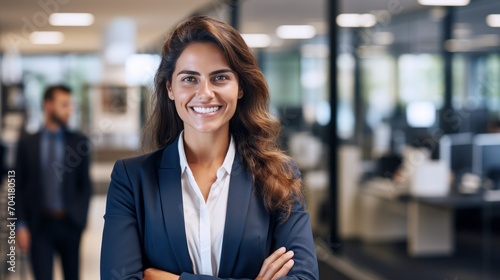 business woman smiling looking at camera
