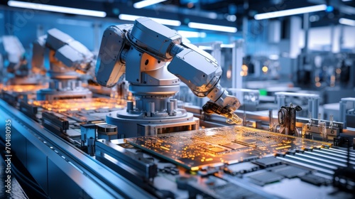 robotic technological factory, industry and manufacturing photo