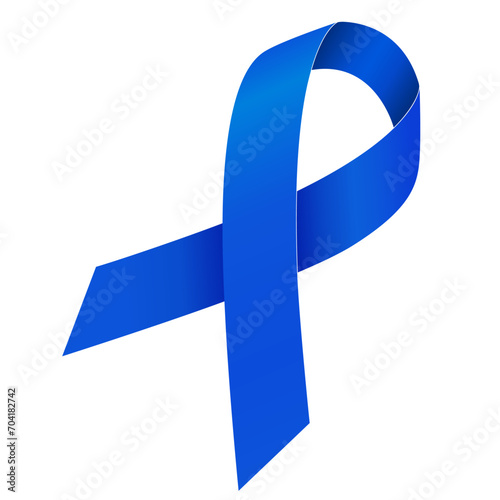 Colorectal Cancer Awareness Month. Blue ribbon. Vector illustration isolated on a white background