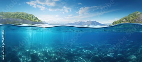 Split View of Crystal Clear Water and Mountain Landscape © Wahyu