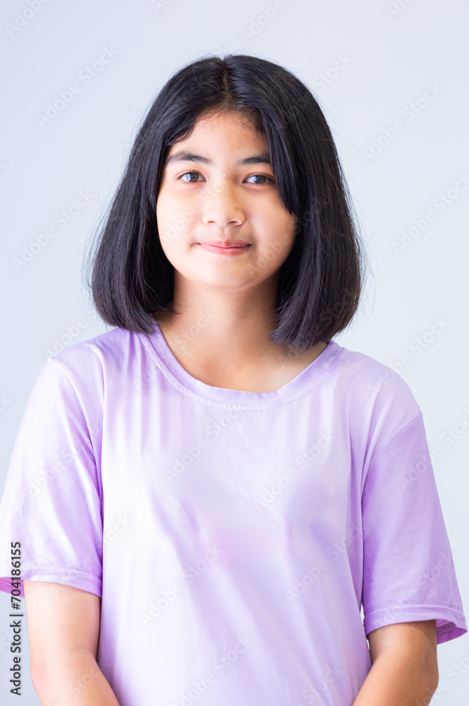 Young Asian girl isolated on colored background,Cute asian woman in color casual dress thinking and imagination isolated on pink background Young Asian girl isolated on colored background,Cute asian woman in color casual dress thinking and imagination isolated on pink background