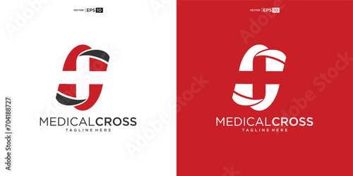 Medical cross logo template, health care icon, doctor clinic symbol, hospital logo design
