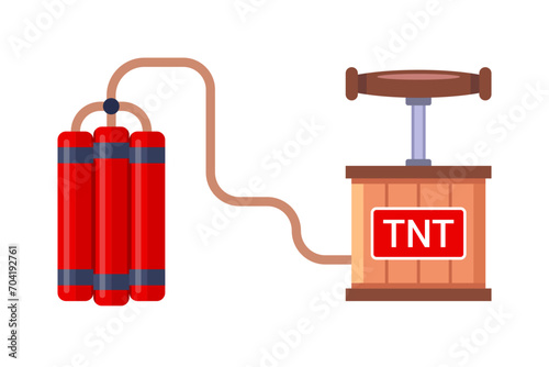 stick of dynamite for explosion in mine. flat vector illustration.