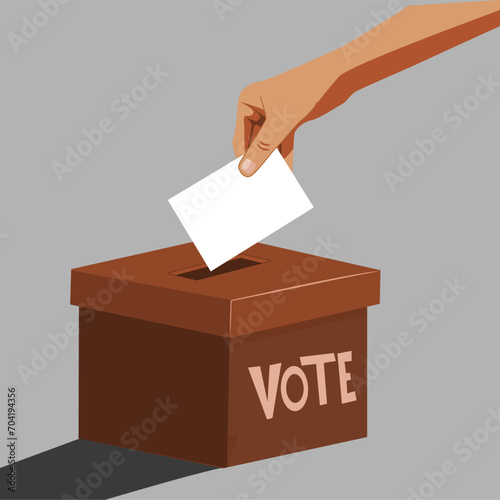 Voting and Democracy Concept. Human hand puts ballot paper in election box, democracy referendum for government, President and Prime Minister Vote
