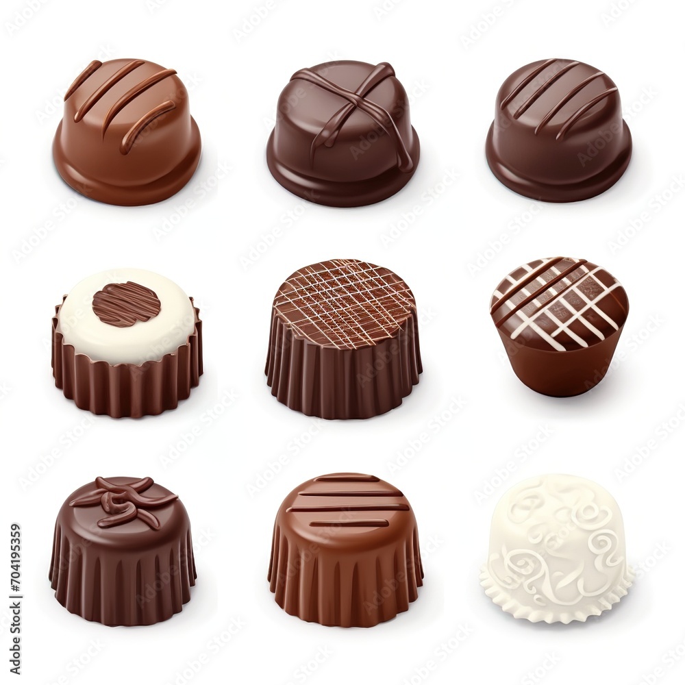 Different types of chocolate candy