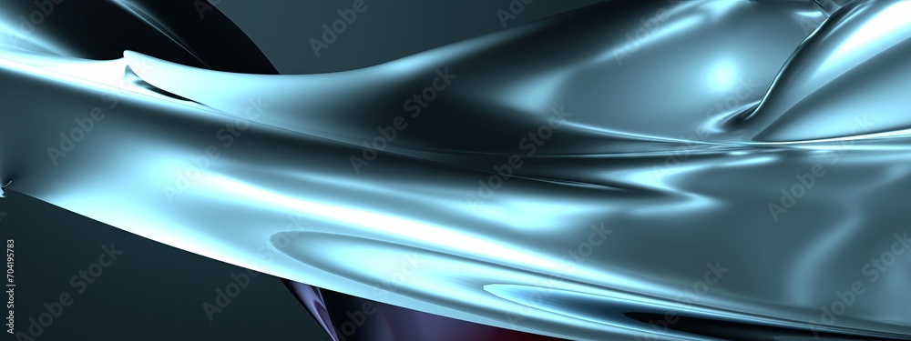 Metal Curtain Bezier Curve Luxury Reflection Elegant Modern 3D Rendering Abstract Background