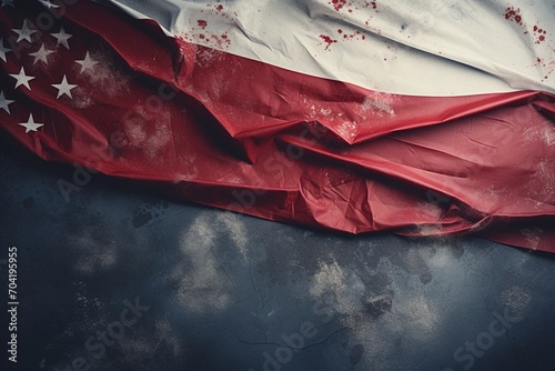 A flag of the Confederate States of America stained with blood photo