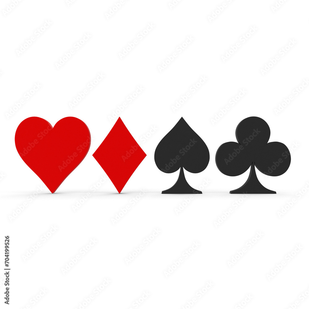 Realistic Playing Cards Suit Set 3D Model Detailed PSD for Card Game