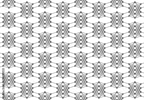 Seamless pattern with an abstract diagram of a neural network