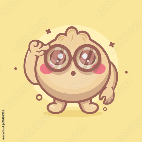 geek dim sum food character mascot with thinking expression isolated cartoon 