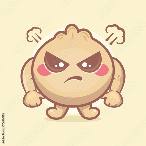 serious dim sum food character mascot with angry expression isolated cartoon