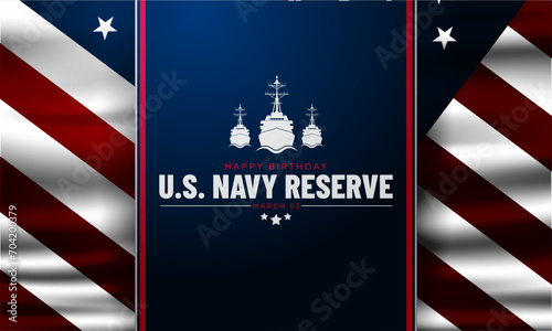 Happy Birthday US Navy Reserve March 03 Background Vector Illustration