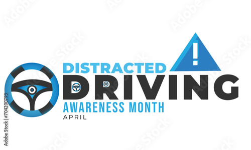 Distracted Driving Awareness Month. background, banner, card, poster, template. Vector illustration. photo