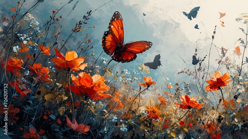 Abstract Art Watercolor Foliage Butterflies, Wallpaper Pictures, Background Hd