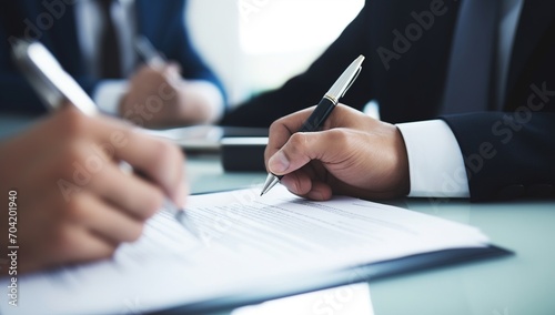 Businessmen signing a contract photo