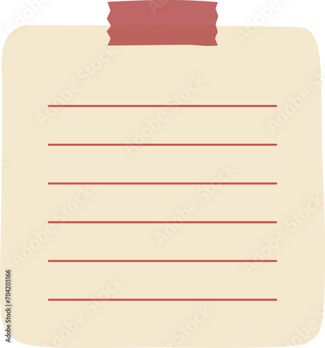 Rigged Edge Taped Square Paper Note with Writing Lines