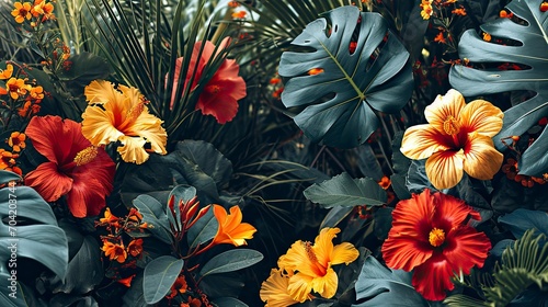 Abstract Trendy Exotic Floral Jungle Pattern, Wallpaper Pictures, Background Hd