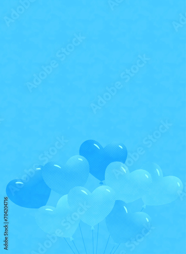 たくさんの青色のハートの風船のホワイトデーの背景