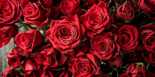 Bouquet of beautiful red roses as background  closeup view