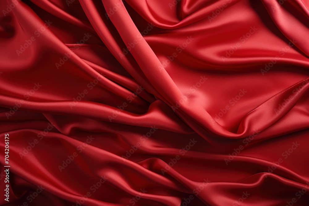 Fototapeta premium Red silk fabric with folds