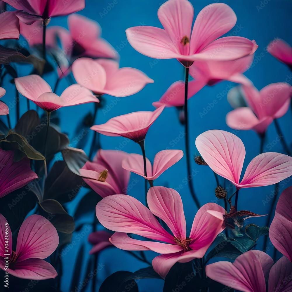 postmodern photography of elegant plants and flowers in pink and blue, art nouveau closeup postmodern photography of elegant plants and flowers in pink and blue, art nouveau closeup