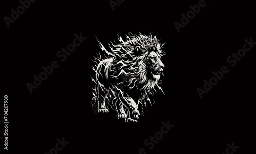 lion with lightning vector illustration artwork design