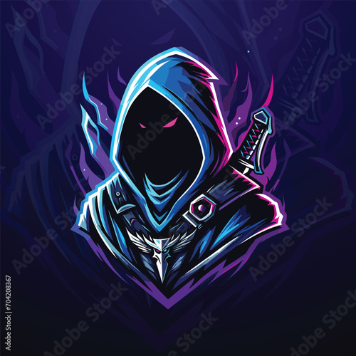 streamer gamer hooded mascot esport logo design