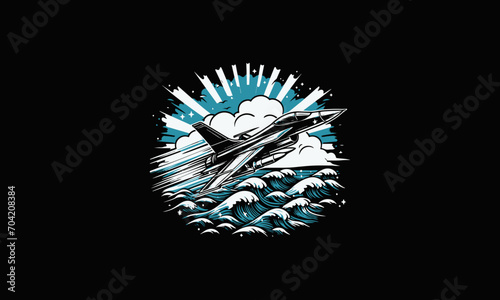 jet on cloud vector illustration artwork design