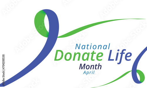 National Donate Life Month. background, banner, card, poster, template. Vector illustration.