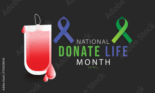 National Donate Life Month. background, banner, card, poster, template. Vector illustration.