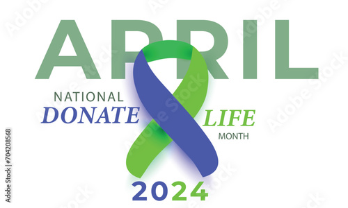 National Donate Life Month. background, banner, card, poster, template. Vector illustration.