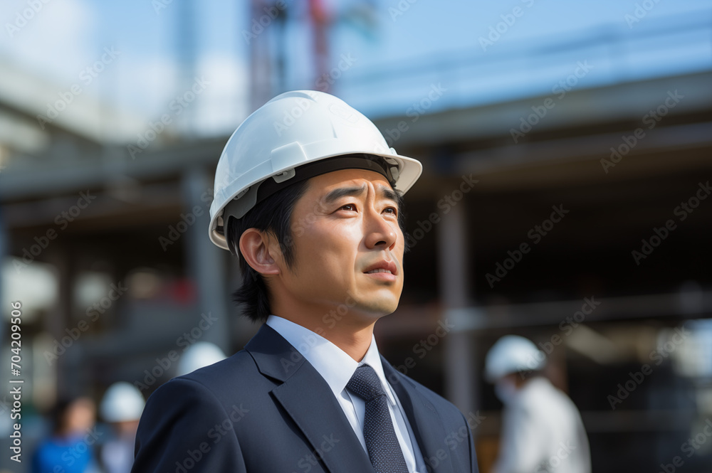 建設現場を視察するビジネスマン 建設現場を視察するビジネスマン