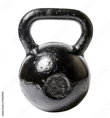 Black kettlebell isolated on transparent background