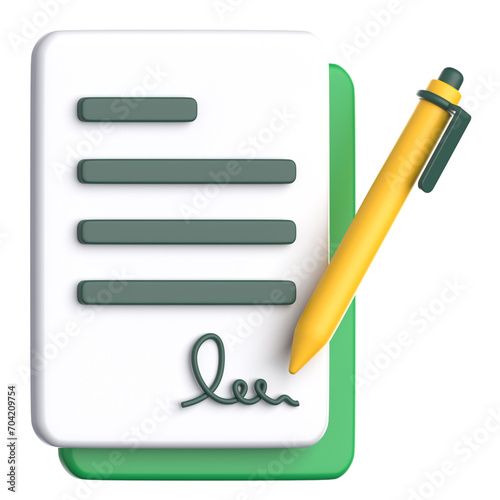 Contract 3D Illustration