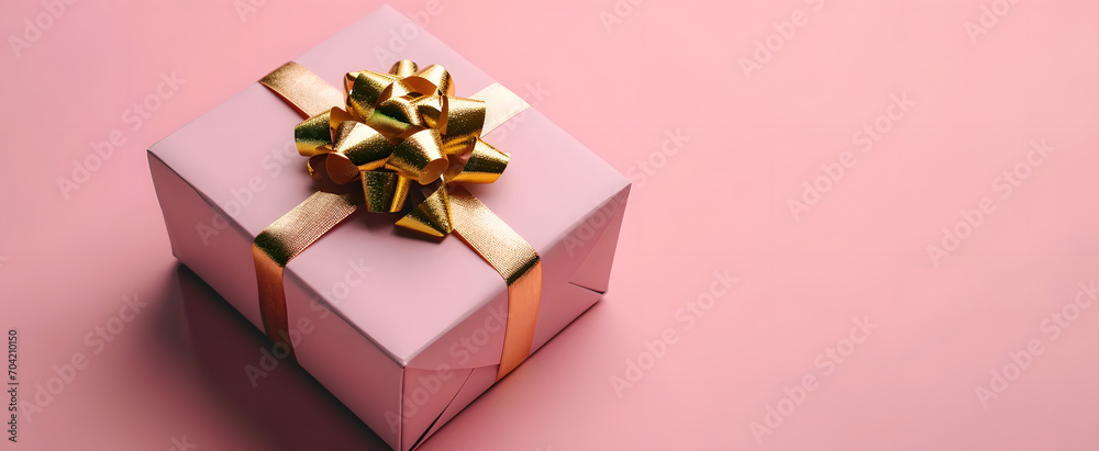 Realistic of Pink gift box with gold Ribbon, copy space concept. Realistic of Pink gift box with gold Ribbon, copy space concept.