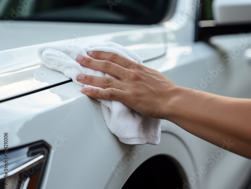 Dry the newly washed car using a cloth, wash the car on holidays