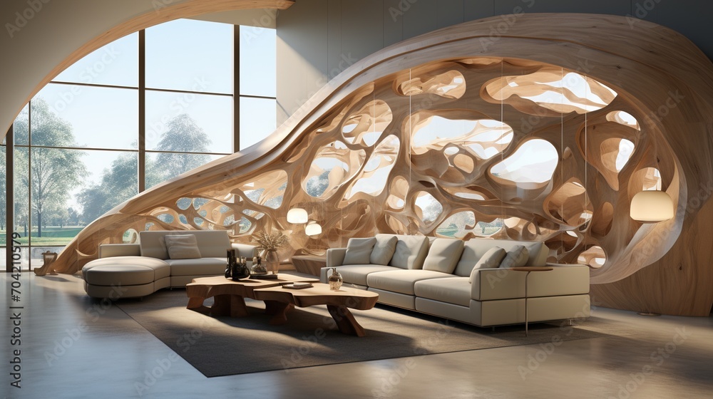 Fototapeta premium Modern organic interior design living room