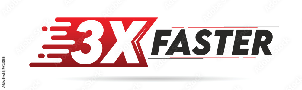 Εκτύπωση καμβά 3X faster red and black letter isolated on a white background