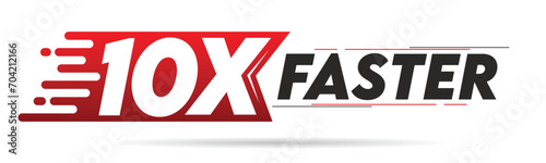 10X faster red and black letter isolated on a white background. Vector illustration.