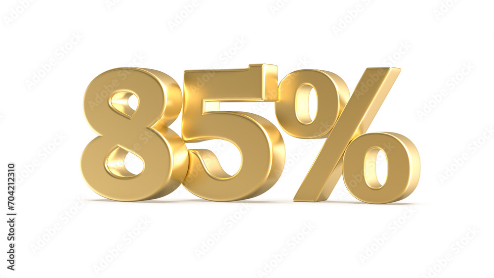 85 Percent Gold Number 3D Rendering 85 Percent Gold Number 3D Rendering